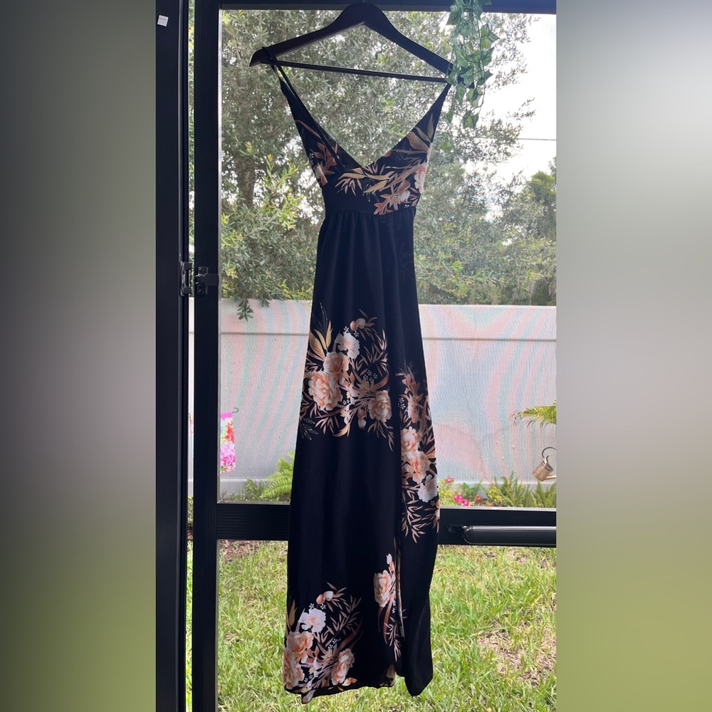 Cross Strap Maxi Dress with Split Leg